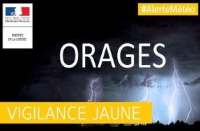 Le département de la Lozère est placé en vigilance jaune orages jusqu'à 22 heures ce jour