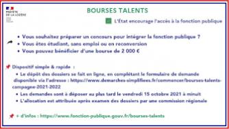Bourses talents : campagne 2021-2022 