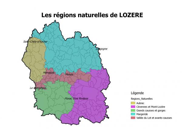 les regions naturelles de Lozère